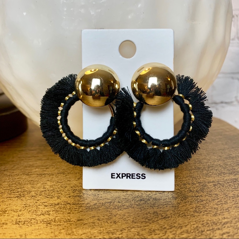 3 for $20| Express | Jewelry | Black Tassel Hoops